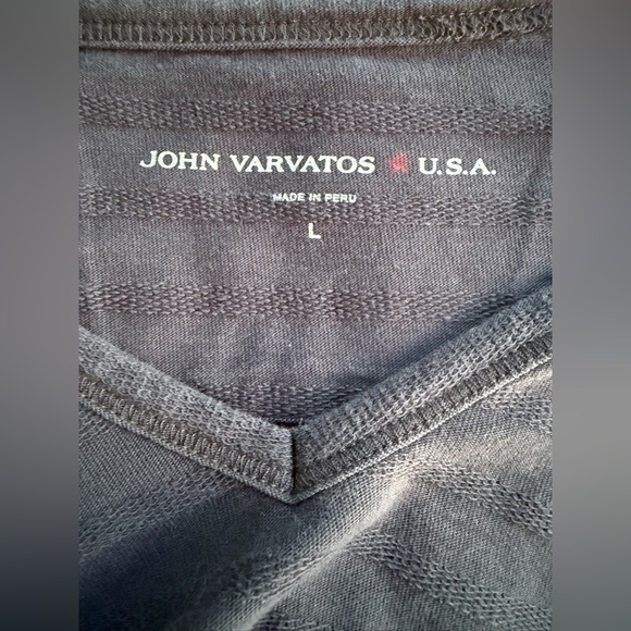 EUC John Varvatos USA Textured Slub Knit V-Neck Long Sleeve Shirt Black L - Picture 3 of 9